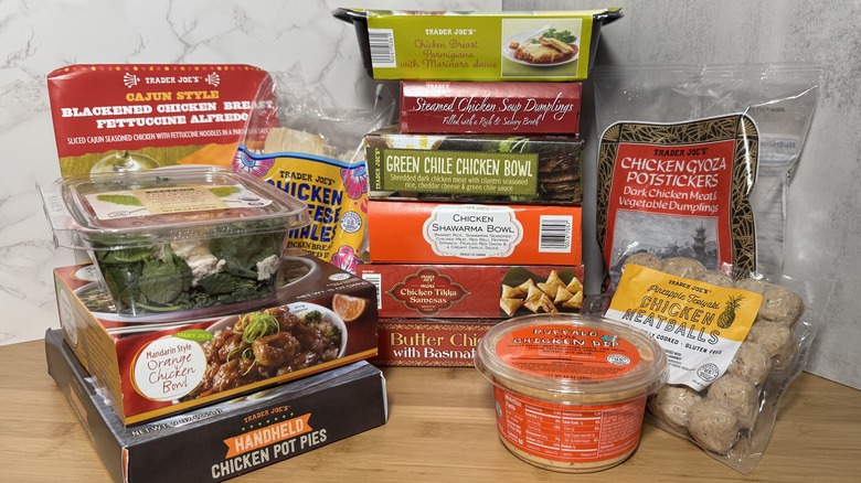 Variety of Trader Joe's chicken products