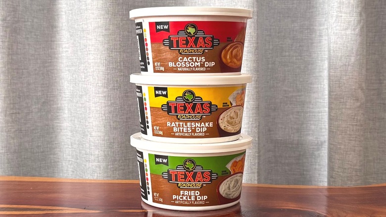 Three different Texas Roadhouse dips stacked