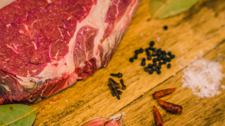 Steak seasoned with spices