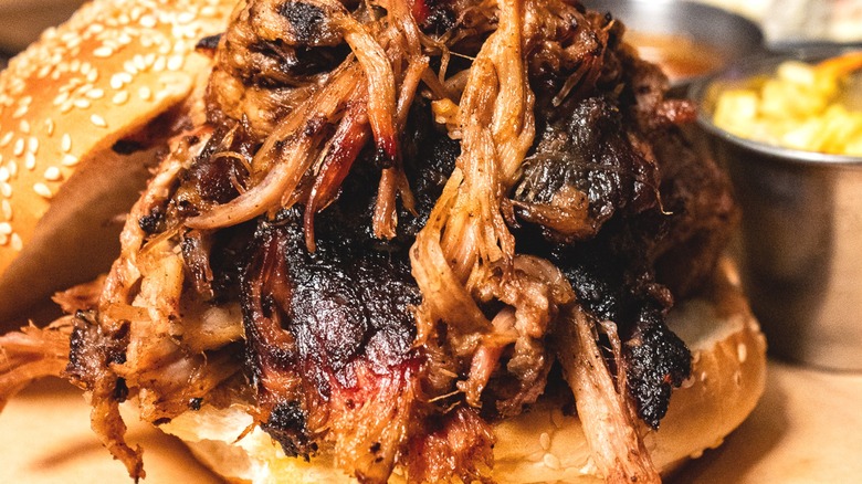 A South Carolina-style pulled pork sandwich
