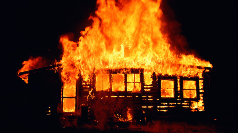 A burning building